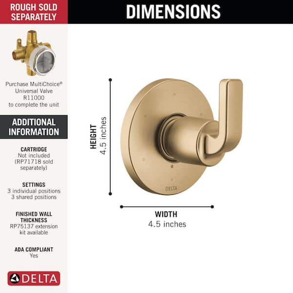 Delta Lineax Gold 6-Setting 1-Handle Diverter Trim Kit in