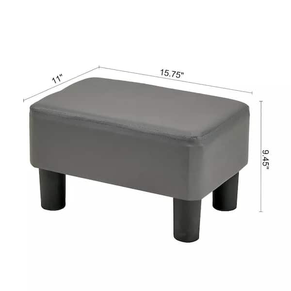 Small Foot Rest Ottoman, Linen Foot Stool with Legs for Desk, Sofa, Living Room, Entryway – Gray Stool Style 2