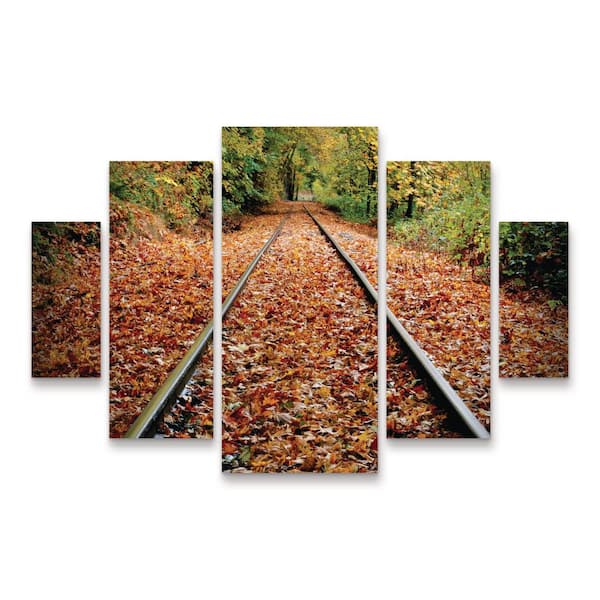 Trademark Fine Art Susan Vivary Photography Looking Down the Tracks 5-Piece Panel Set Unframed Photography Wall Art 40 in. x 58 in.