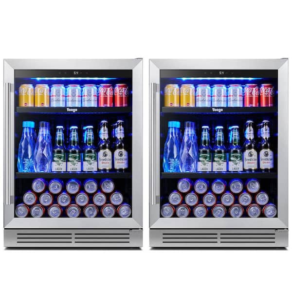 Yeego 48 in. 280-Cans Dual Zone Beverage Cooler Side-by-Side Refrigerator Built-In or Freestanding Mini Fridge w/ Safety Lock