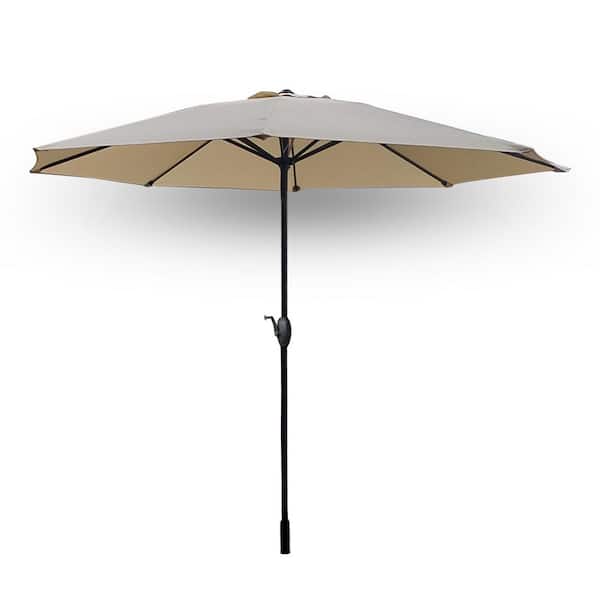 HomeRoots 9 ft. Market Patio Umbrella in Beige