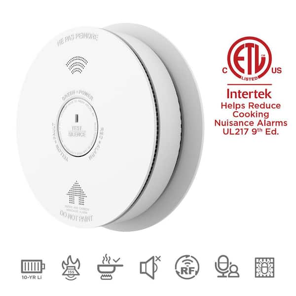10-Year Battery Powered Wireless Interconnected Smoke Detector with Voice Alarm(4-Pack)