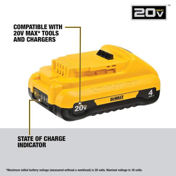 20-Volt Max Compact Lithium-Ion Starter Kit with 4.0 Ah Battery and Charger 20-Volt Max Compact Lithium-Ion Starter Kit with 4.0 Ah Battery and Charger