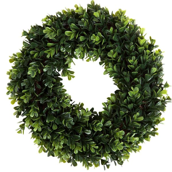 Pure Garden 12 in. Round Artificial Boxwood Wreath