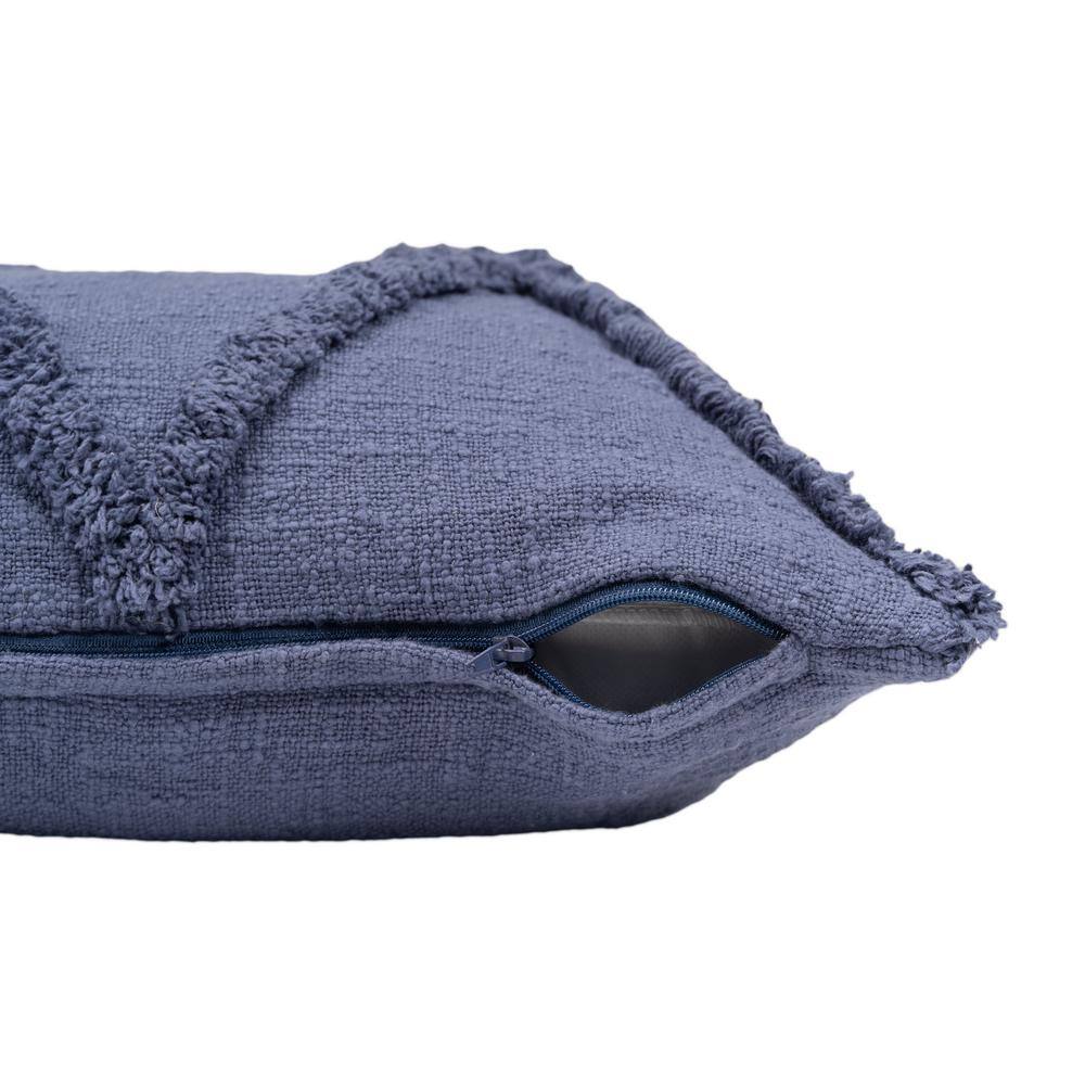 Denim Blue Cotton Geometric Throw Pillows, 18" x 18", Set of 2