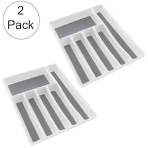 2 in. H x 13 in. W x 16 in. D Non-Slip Plastic Gray and White Silverware Organizer (Set of 2)