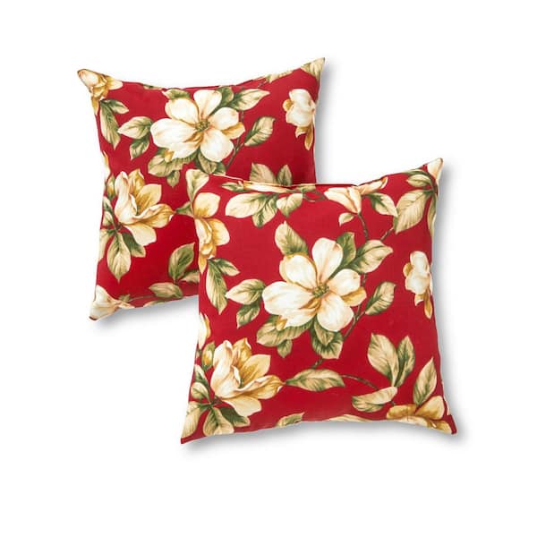 Greendale Home Fashions Roma Fl Square Outdoor Throw Pillow 2 Pack Oc4803s2 Romflor - Home Depot Patio Accent Pillows