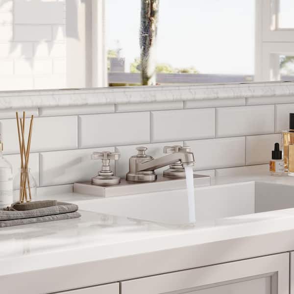 Boyel Living 3-Hole 8 in. Widespread 2-Handle Bathroom Sink Faucet with Pop-up Drain in Brushed Nickel