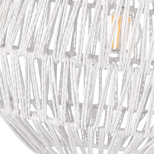Golden Lighting - Florence 1-Light Brushed Champagne Bronze and Bleached White Raphia Rope Linear Pendant Light