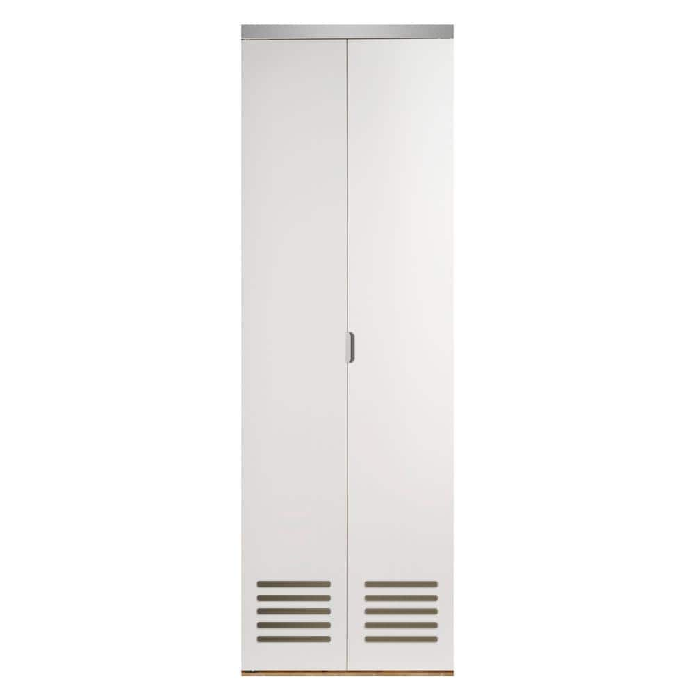 30 In. X 80 In. Vented Solid Core Primed MDF Bifold Door With Chrome ...