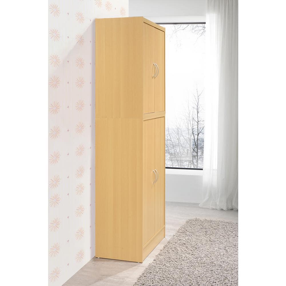 Beech Light Wood Two-Level Kitchen Pantry