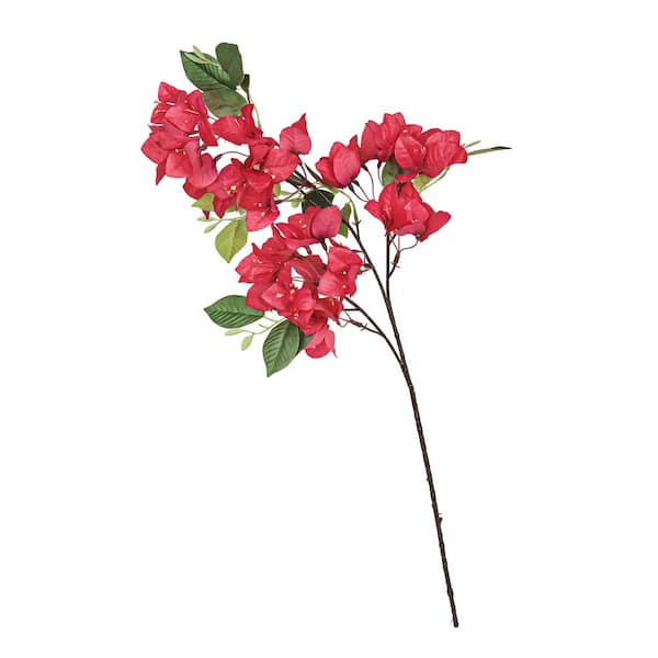 LIVING LUXURY 30 in. Red Artificial Bougainvillea Flower Stem Spray (Set of 4)