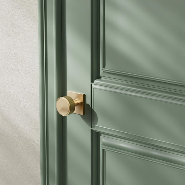 Taylor Champagne Gold - Brass Modern Flat Knurled Interior Door Knob, Square Plate and Concealed Screws (Double Dummy)