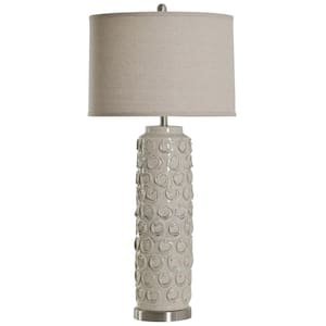 38 in. Bella Cream Table Lamp with Taupe Hardback Fabric Shade