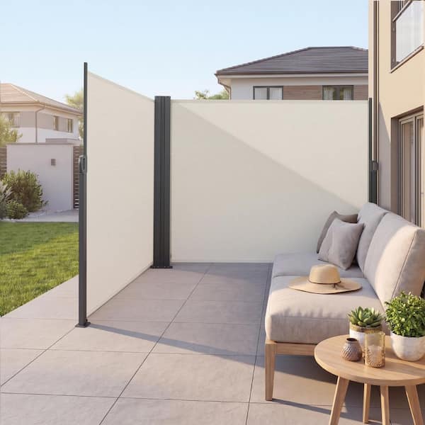 Retractable Side Awning, Water-Resistant, 71 in. x 236 in. Outdoor Privacy Screen Durable 180 g/sq. m. Polyester Fabric