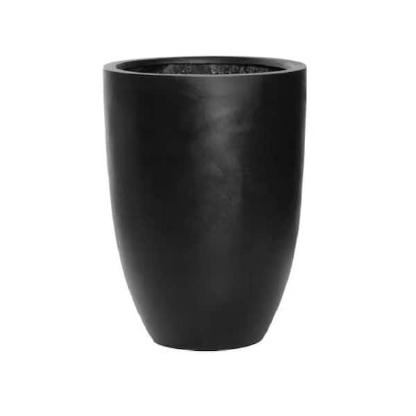 15.75 in. W and 21.65in. H Round Large Black Fiberstone Indoor Outdoor Ben Planter