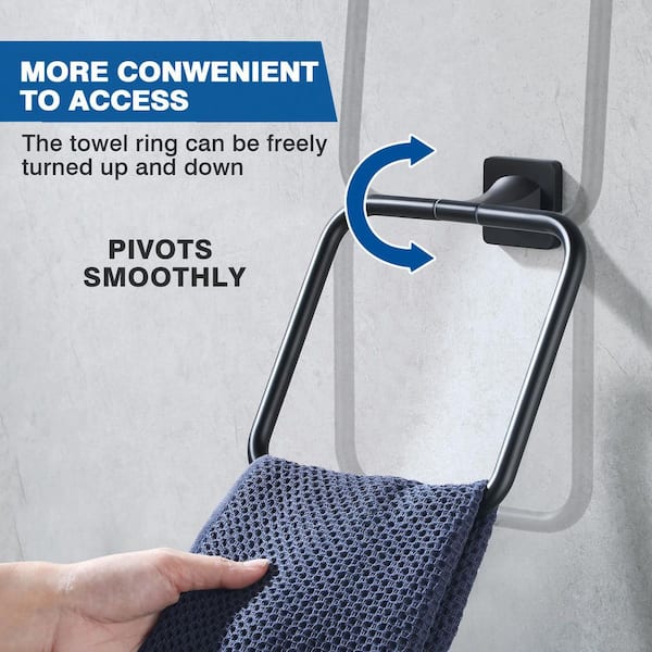 Bath Wall Mounted Towel Ring Hand Towel Holder in Spot Resist Matte Black