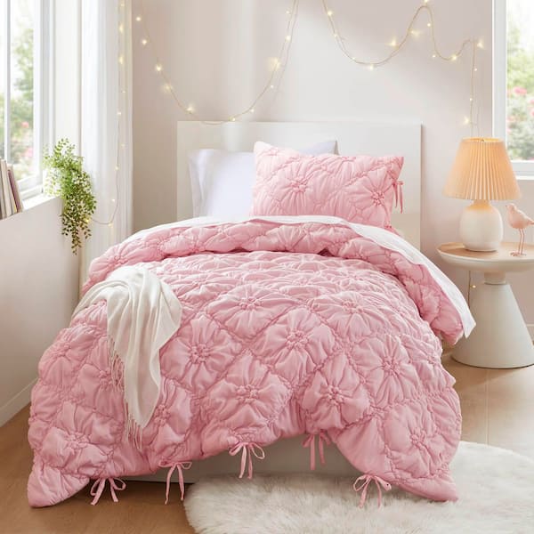Graley 2-Piece Pink Microfiber Twin Comforter Set