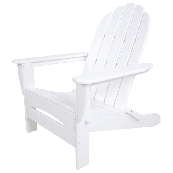 POLYWOOD Classic White Oversized Curveback Plastic Patio Adirondack Chair