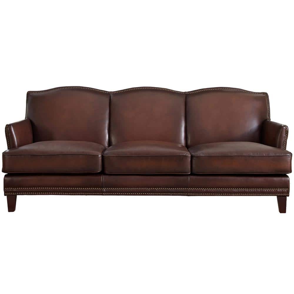 Hydeline Oxford 86 in. Flared Arm Top Grain Leather Rectangle 3Seater