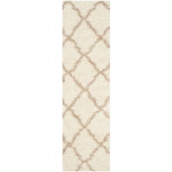 Sgd-Dallas Shag 2 x 18 Ivory/Beige Ogee Runner Rug