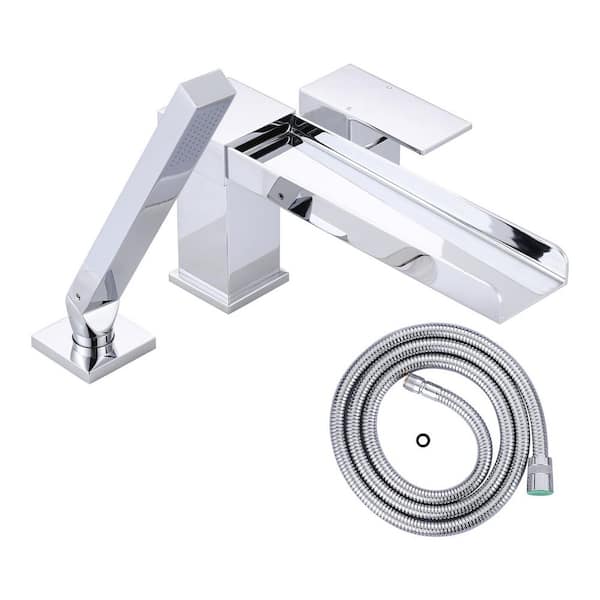 AVITAS Single-Handle Deck-Mount Roman Tub Faucet with Hand Shower in Polished Chrome