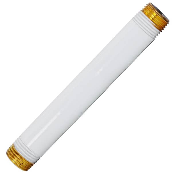 Westbrass 6 in. x 1/2 ft. IPS Lead-Free Brass Pipe Nipple in Powder Coat White