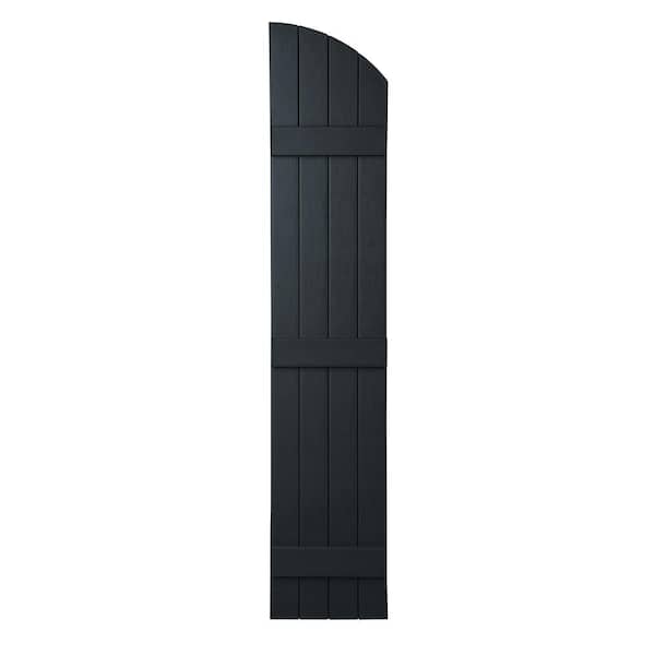 Ply Gem 15 in. x 71 in. Polypropylene Plastic Arch Top Closed Board and Batten Shutters Pair in Dark Spruce