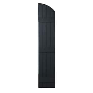15 in. x 85 in. Polypropylene Plastic Closed Arch Top Board and Batten Shutters Pair in Dark Spruce