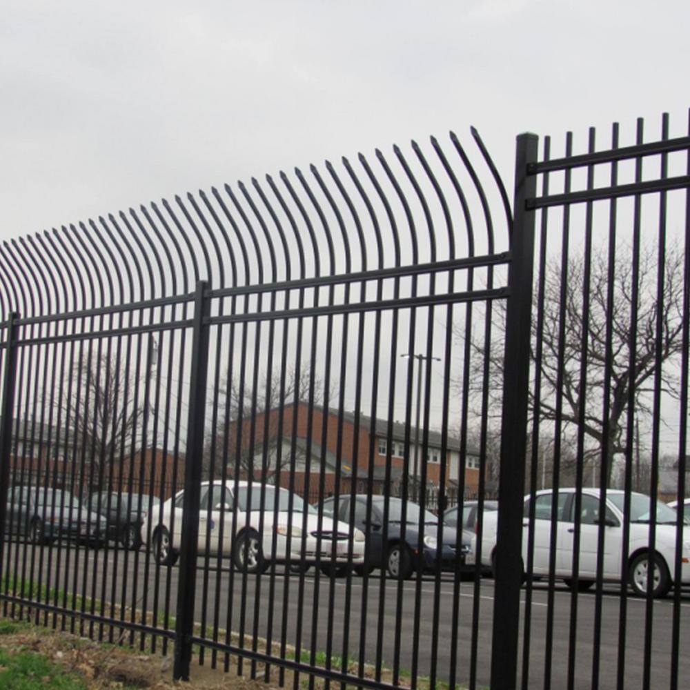 Athens Style Black Steel 8-Panel Curved Top Fence Kit