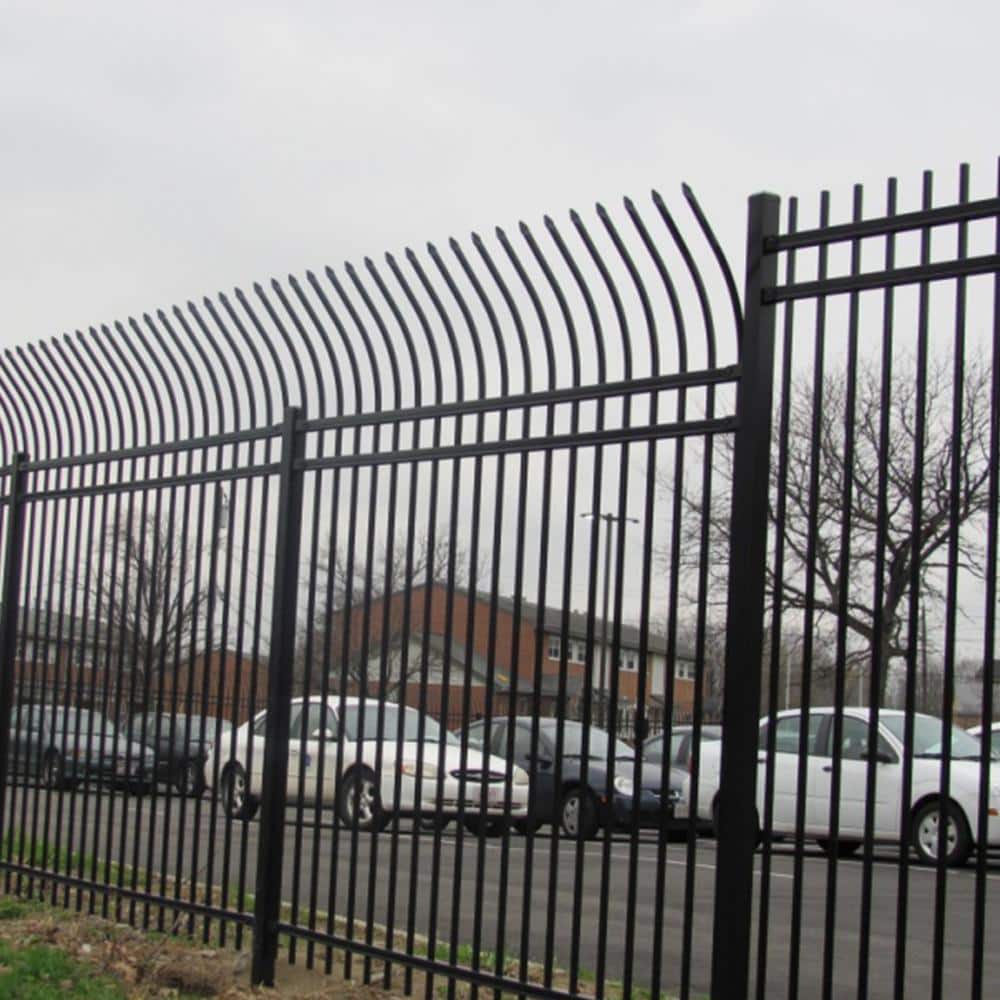 Athens Style Black Steel 8-Panel Curved Top Fence Kit