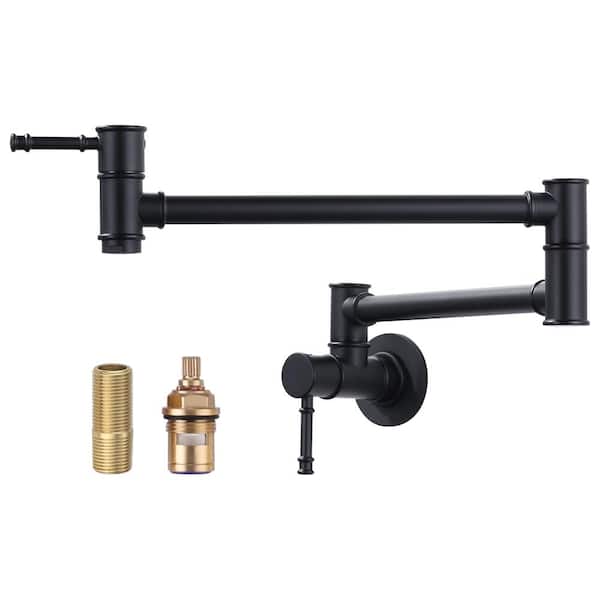 IVIGA 23.5 in. Wall Mounted Folding Pot Filler with Double Joint Swing Arm in Matte Black