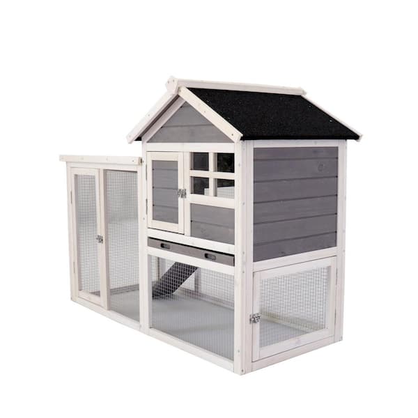 Miscool Any 48 in. W Deluxe Wooden Chicken Coop Hen House Rabbit Wood Hutch Poultry Cage Habitat in Gray