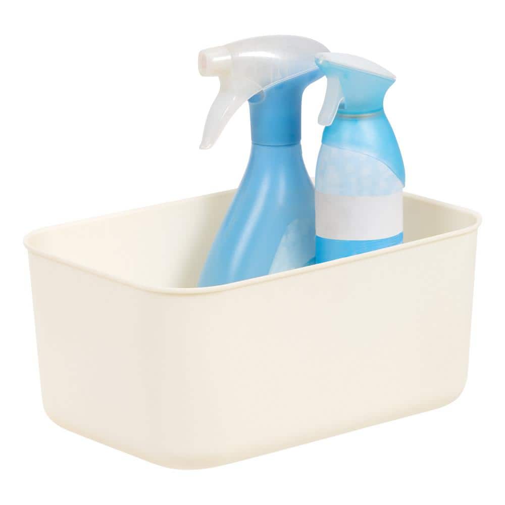 Off-White Stackable Plastic Storage Bins, Set of 4