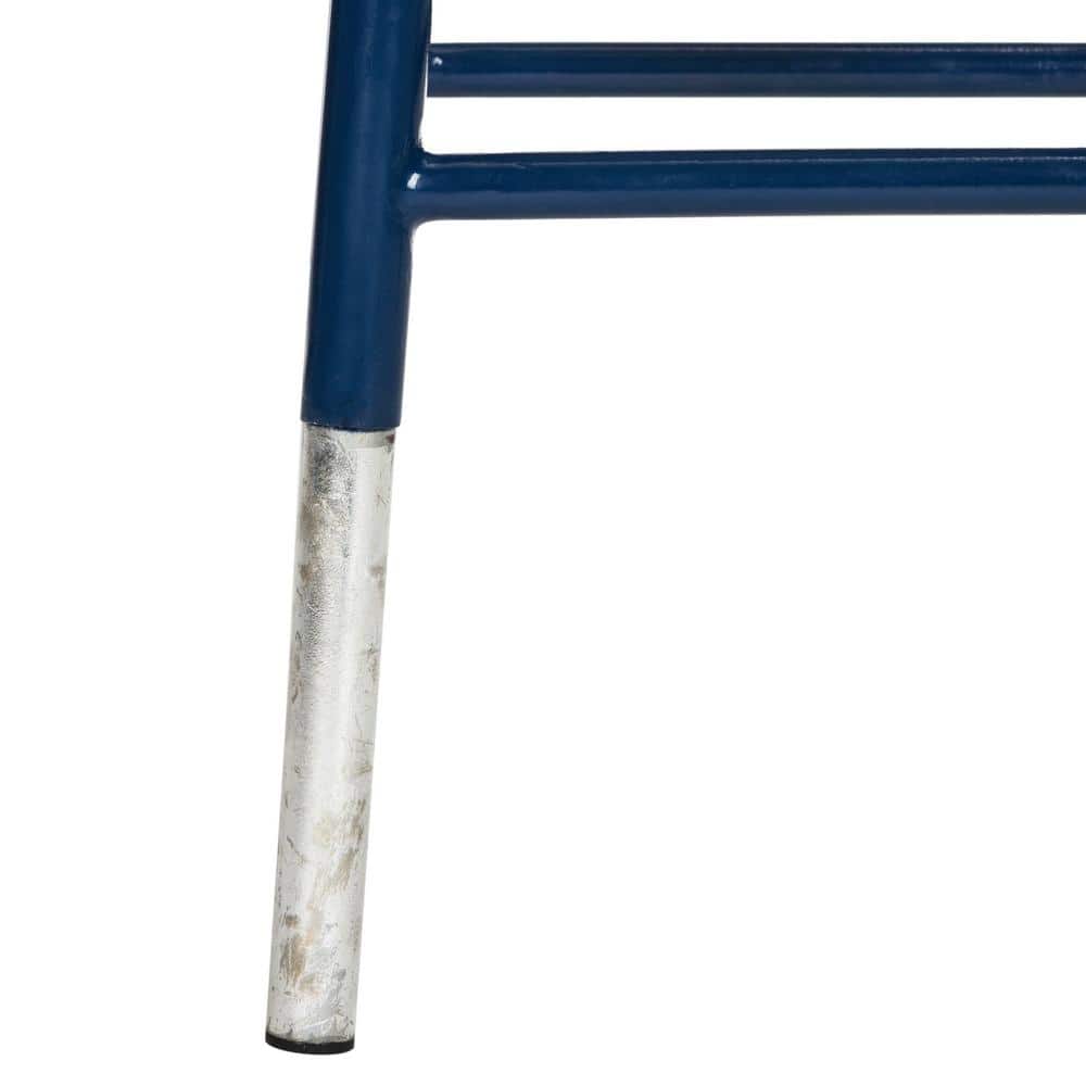Navy Blue & Silver Foil 30" Transitional Metal Barstool