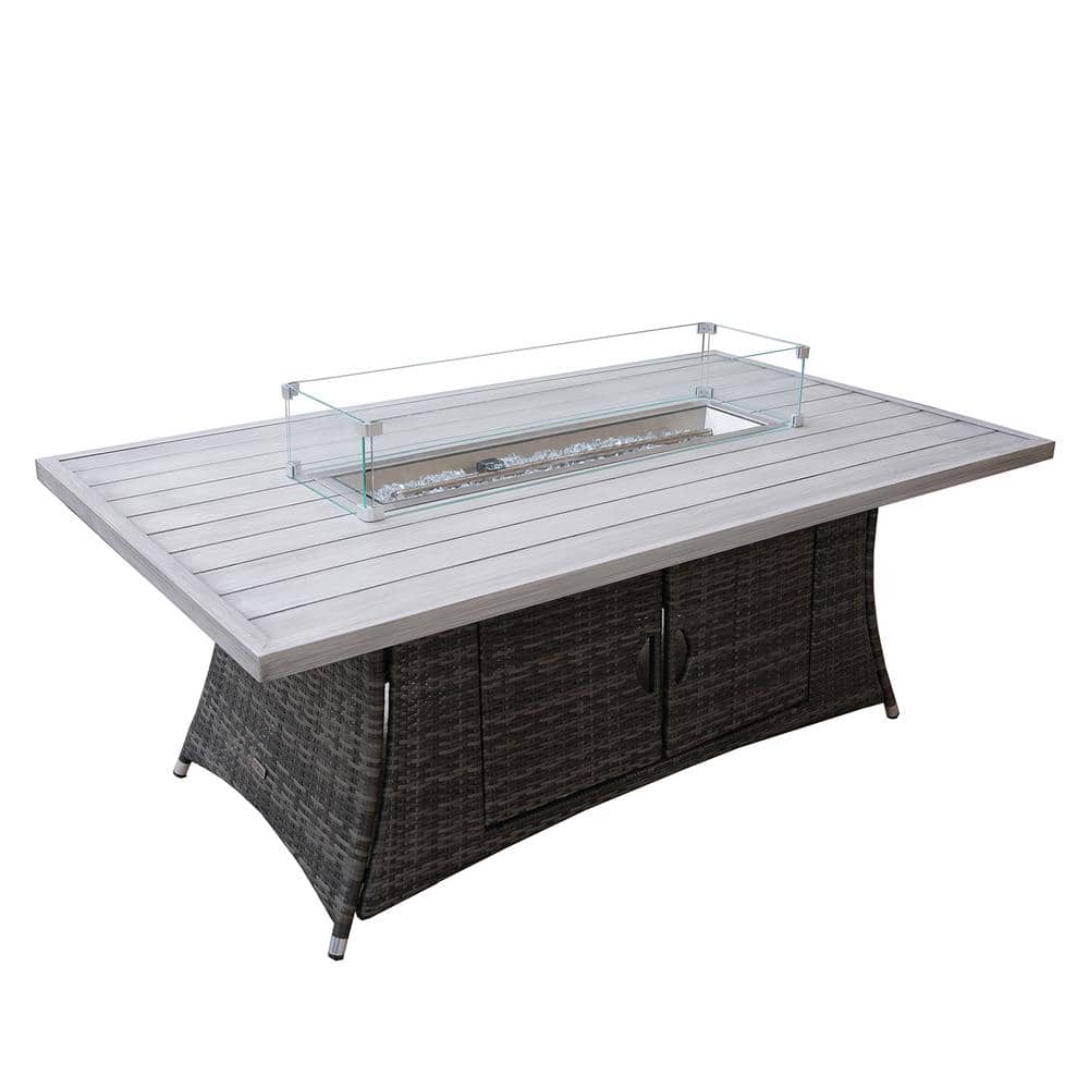 Welsey Gas Fire Pit, Matte Steel Finish Welsey Gas Fire Pit, Matte Steel Finish