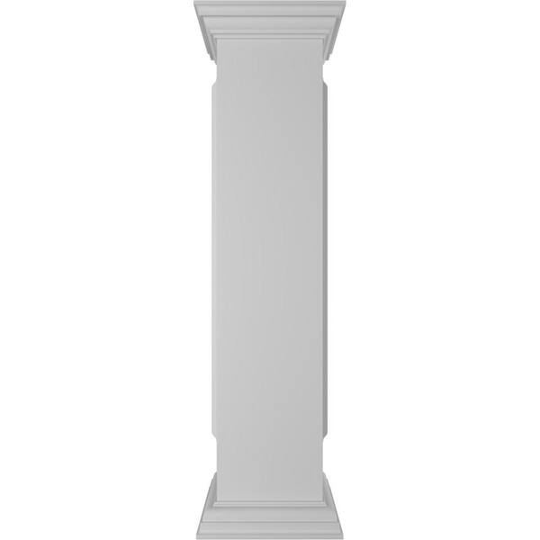 Ekena Millwork Straight 48 in. x 10 in. White Box Newel Post with Panel, Flat Capital and Base Trim (Installation Kit Included)