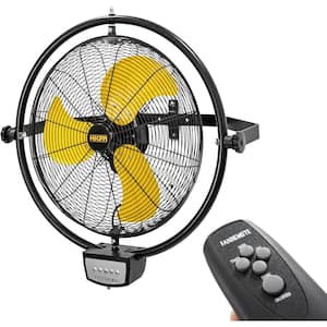 5000 CFM 20 in. Orbital Remote Control Wall Mounted Fan in Yellow