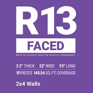 R-13 Kraft Faced Fiberglass Insulation Batt 23 in. x 93 in. (10-Bags)