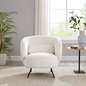 Dodo White Wool Mid-Century Accent Chair