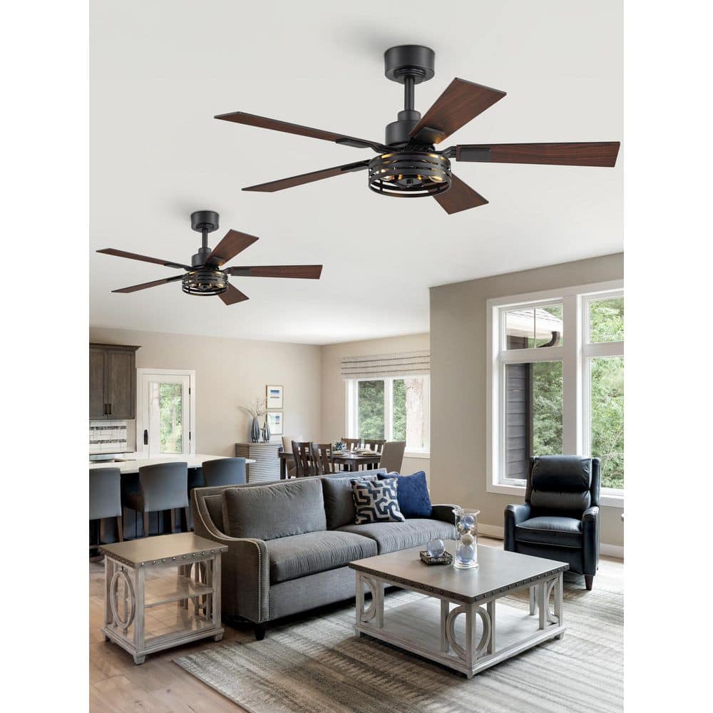 42 in. Black Industrial Indoor Ceiling Fan with Lights 2 Pack Remote Quiet 6 Speed Reversible DC Motor for Living Room price history on PriceWatchPro
