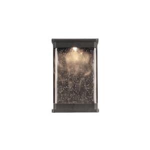 1-Light Outdoor Wall Lantern Spotted Black LED Exterior Waterproof Light Fixtures Hardwired Sconce with Glass Shade