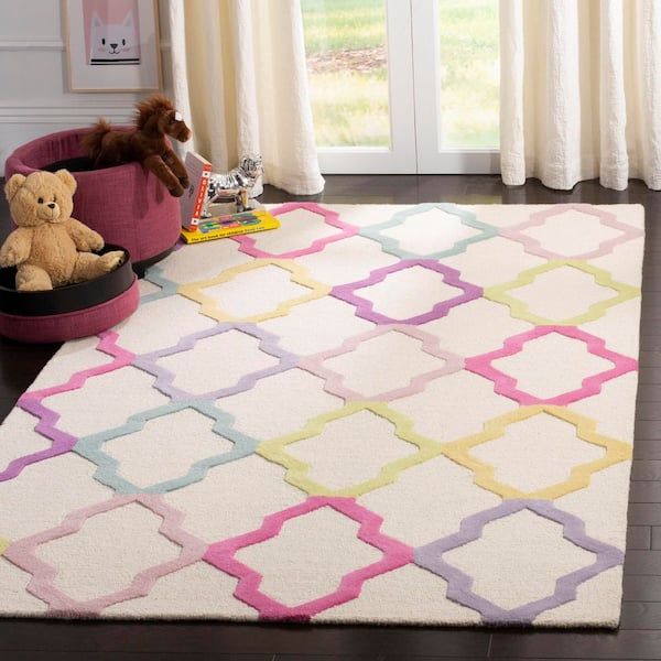 Kids 3 ft. x 5 ft. Ivory/Multi Geometric Area Rug