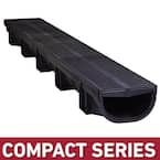 Compact Series 5.4 in. W x 3.2 in. D x 39.4 in. L Trench and Channel Drain with Black Grate