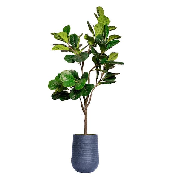 VINTAGE HOME Artificial Faux Fig Tree 80 in. Large Fake Plant Real Touch with Eco Planter