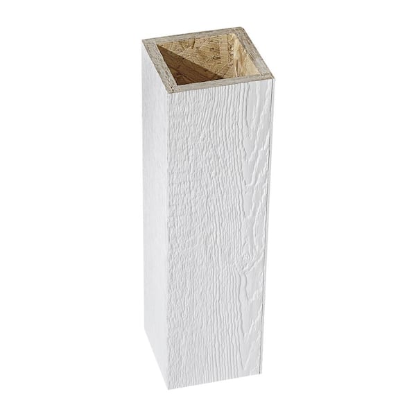 DIAMOND KOTE 6 in. x 6 in. x 12 ft. White Woodgrain Composite Prefinished Pro-Post Trim Wrap with Glue Column Kit