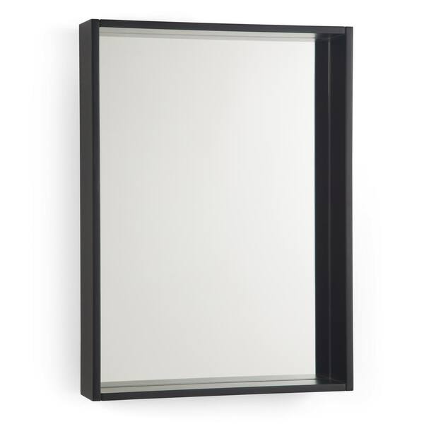 Simpli Home Russo 22 in. W x 30 in. H Framed Rectangular Bathroom Vanity Mirror in Dark Walnut