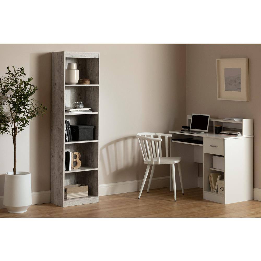 Seaside Pine Adjustable 5-Shelf Narrow Bookcase