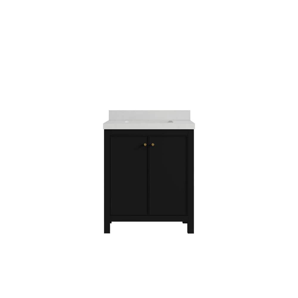 Chicago 30 in. W x 22 in. D x 36 in. H Single Sink Bath Vanity Center in Black with 2 in. Carrara Qt. Top price history on PriceWatchPro