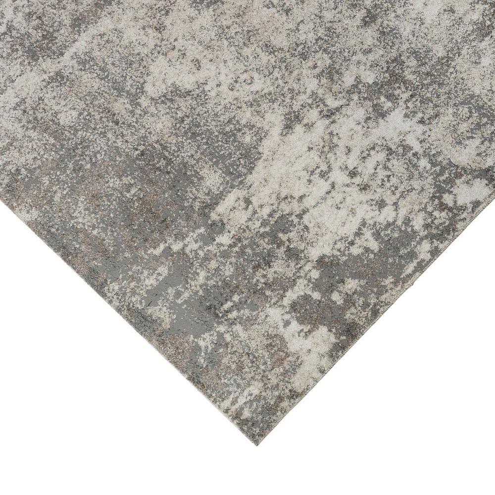 Elysian Abstract Gray and Beige Easy-Care Synthetic Area Rug 5' x 7'